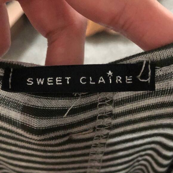 Sweet Claire MEDIUM Striped Elbow Patch Back Button Long Sleeve T-shirt Dress - Picture 7 of 13